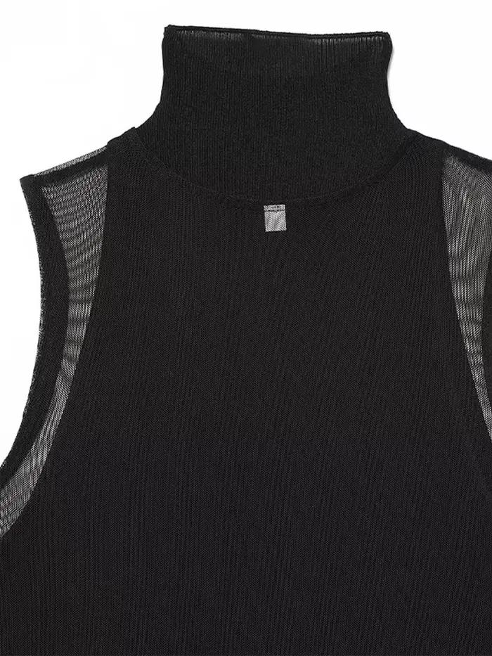 Robe Double couche sans manches à col roulé pour femmes