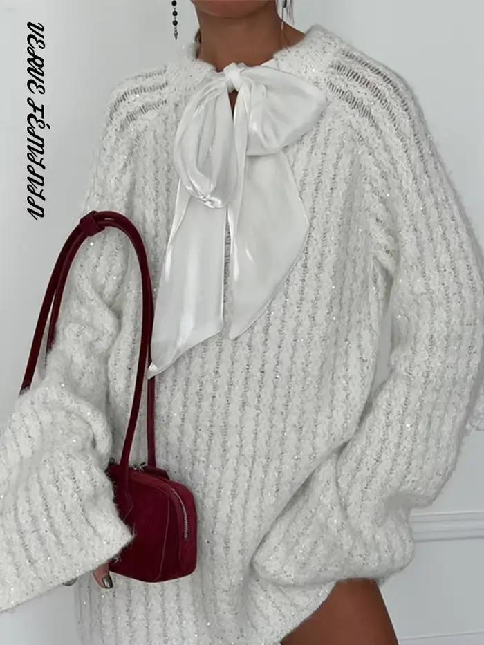 Street Lurex – pull tricoté ample à lacets pour femme