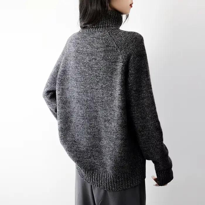 Pull à col roulé en laine de cachemire pour femme, décontracté et chaud, coupe ample, tricoté pour l'automne hiver, élégant et confortable pour toutes les occasions