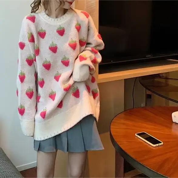 Pull en maille couleur pêche pour femme