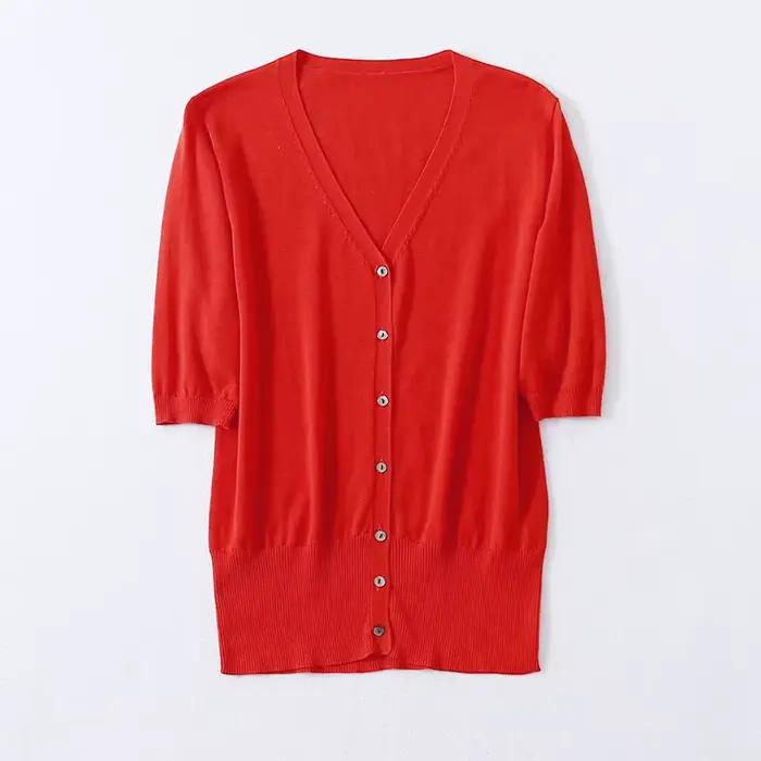 Cardigan en soie de mûrier et coton décontracté pour femmes, col en V, automne hiver, occasions spéciales, cadeaux d'anniversaire