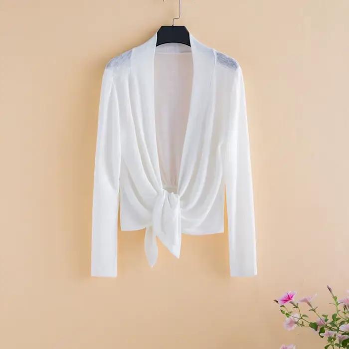 Cardigan à manches longues pour femmes, mince, ouvert