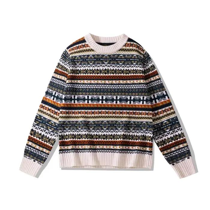 Hiver britannique rétro col rond pull Fel Island motif tricoté