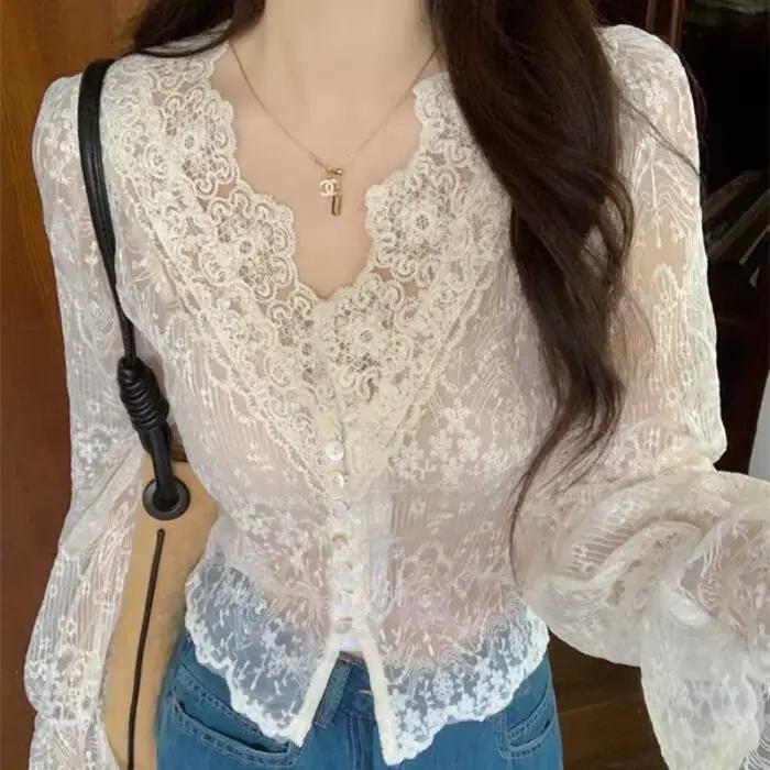 Cardigan Français en Dentelle pour Femme
