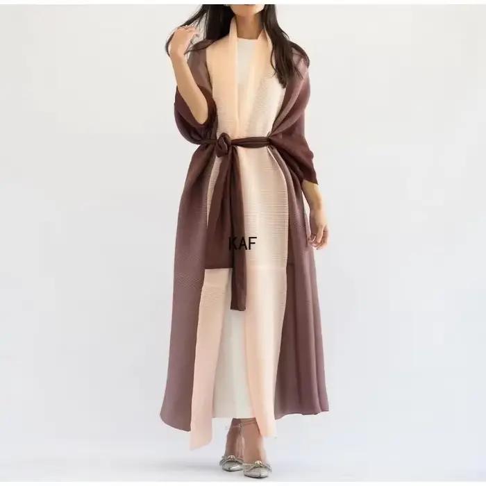 Pull en polyester plissé nickel élégant pour femme, tranchée x-longue, col chauve-souris, dentelle, automne hiver
