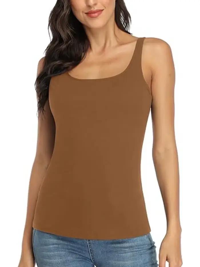 Gilet sans manches en rayonne et élasthanne pour femme, décontracté, couleur unie, hauts tricotés pour activités estivales et loisirs
