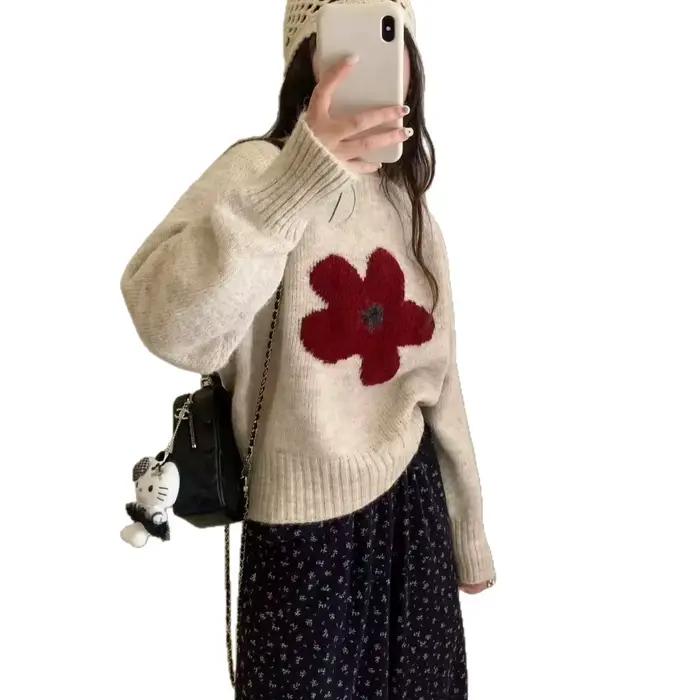 Pull à fleurs pour femmes en automne