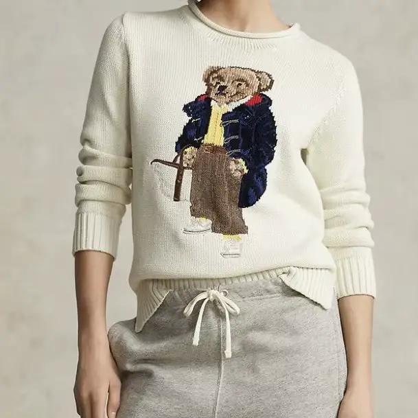 Pull en coton à motif d'ours mignon