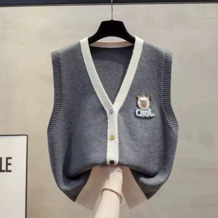 Cardigan Femme Polyester Motifs Dessins Animés Coupe Ample Décontracté Occasions Automne Hiver