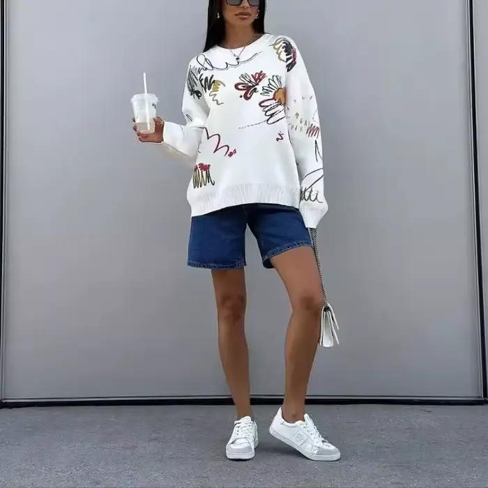 Pull Jacquard couleur pour femmes
