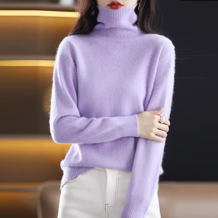 Pull à col roulé en cachemire de vison pour femme
