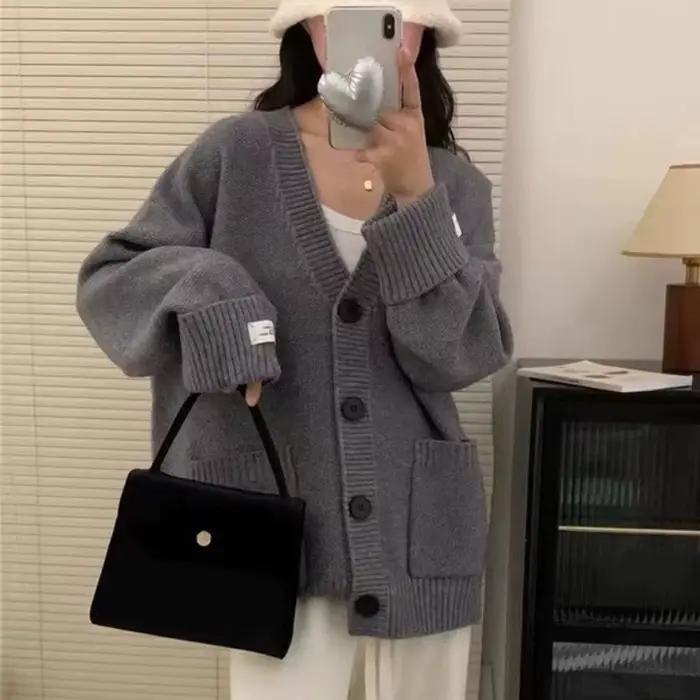 OCEANLOVE Cardigans automne hiver solide Style Preppy femmes chandails mode coréenne col en V ample chaud doux Sueteres Mujer