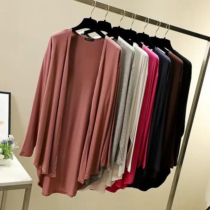 Cardigan Modal ample et décontracté pour femmes, couleurs variées, idéal pour l'été et le printemps, vêtement résistant au soleil, grandes tailles L et XL