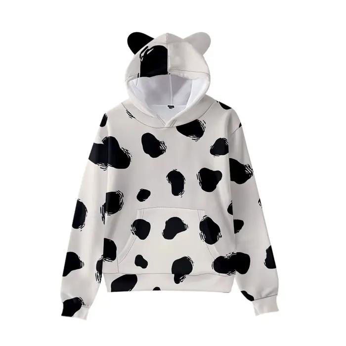 Sweat à capuche imprimé vache pour femmes