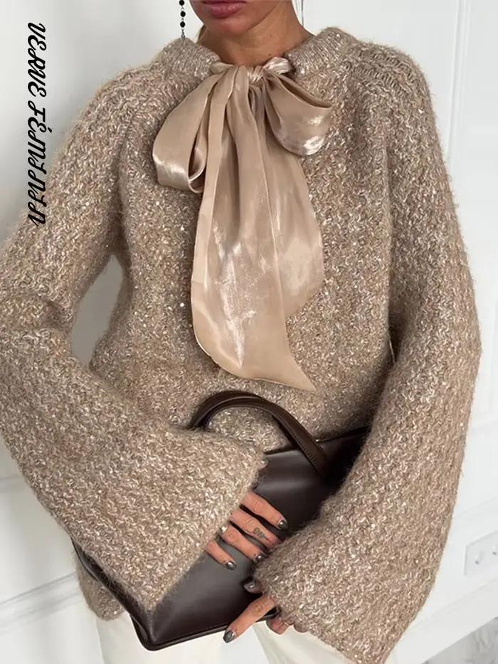 Street Lurex – pull tricoté ample à lacets pour femme