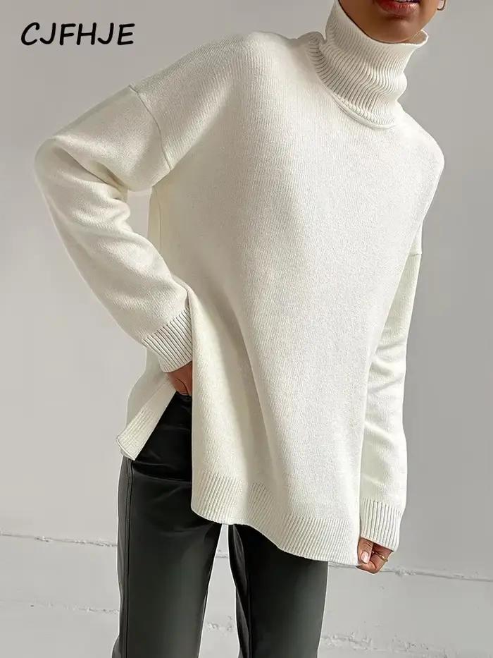Pulls à col roulé orange et jaune pour femmes