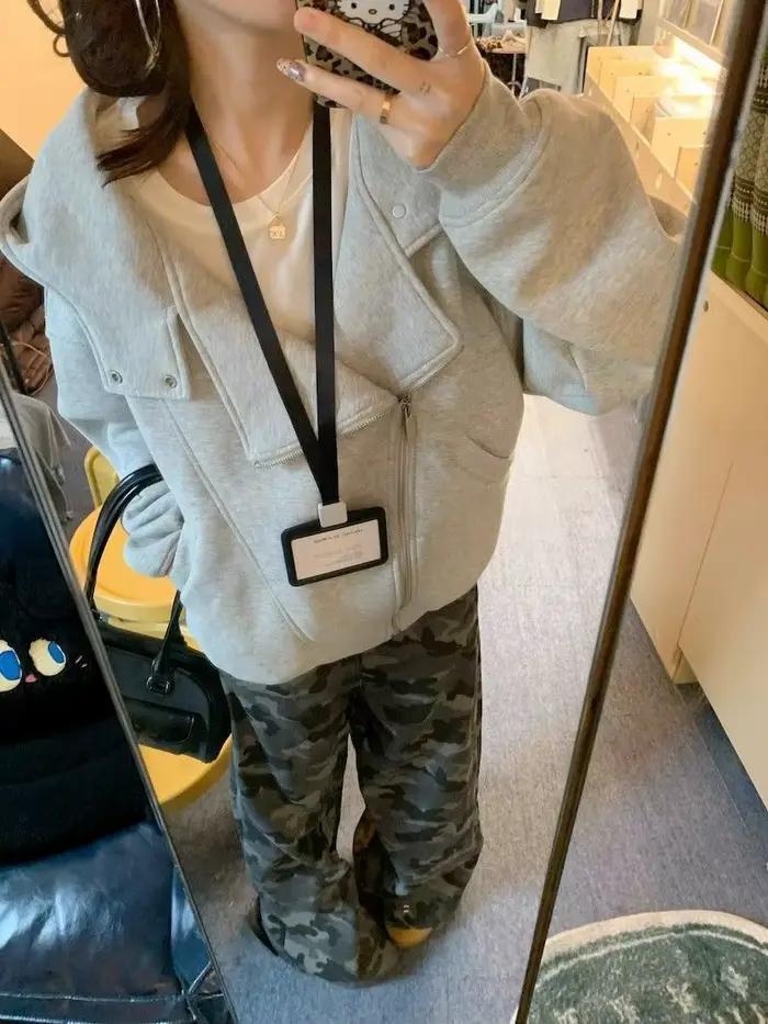 Sweat-shirt à capuche cardigan veste à manches longues pour femmes en polyester automne hiver décontracté ample à la mode pour junior occassions quotidiennes et spéciales
