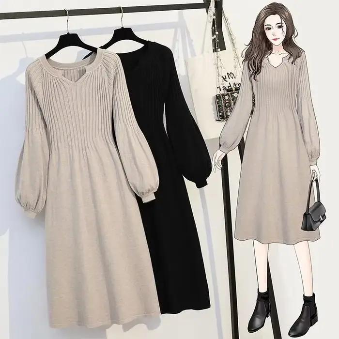 Robe en tricot noir pour femmes juniors