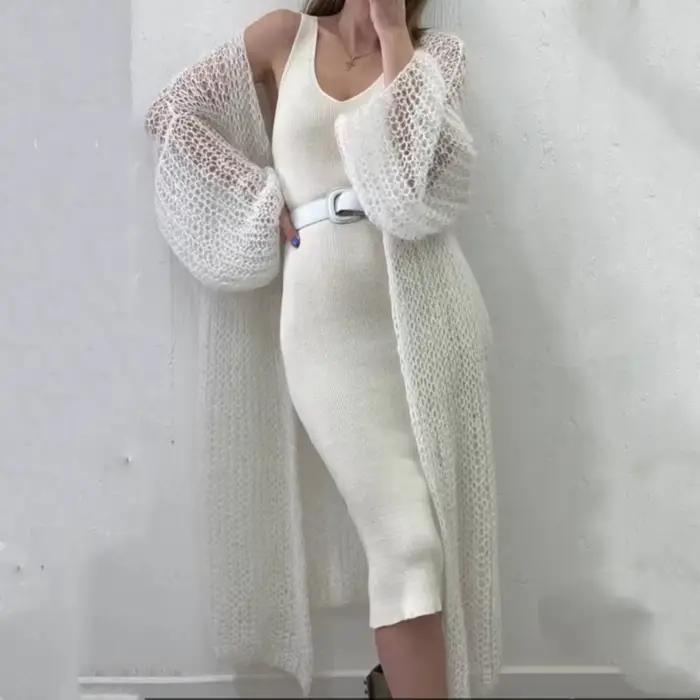 Cardigan tricoté à point ouvert pour femme