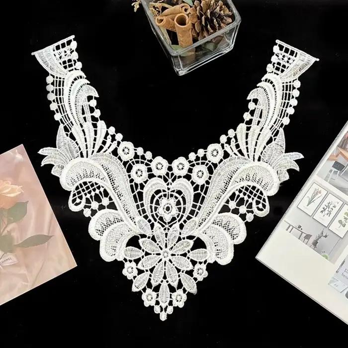 Col en dentelle creuse DIY élégant faux col brodé floral artisanat de couture pour femmes occasions spéciales