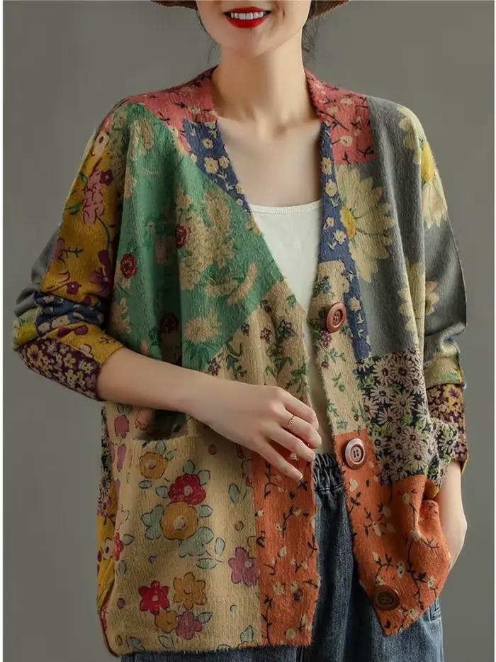 Pull décontracté à col en V pour femme