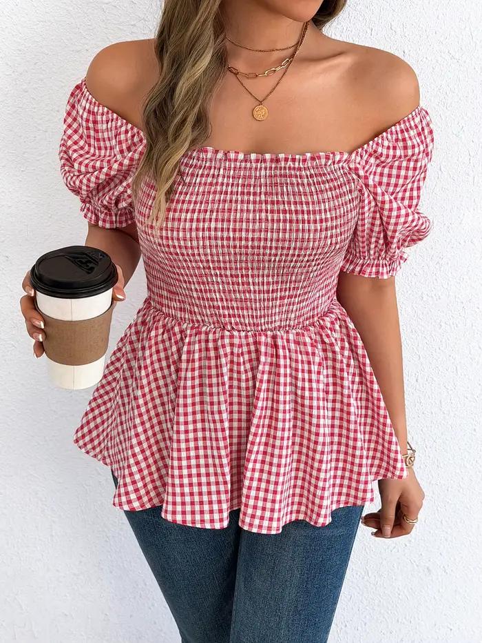 Pull-over élégant à imprimé écossais pour femme