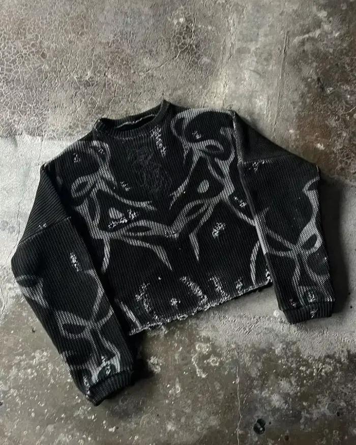 Pull BiggOrange Imprimé Gothique Noir Y2k Harajuku Punk Pour Hommes Occasions Quotidiennes Élégants Stylés
