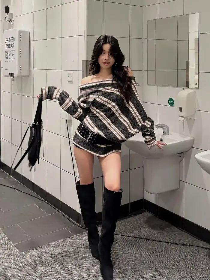 Haut rayé bywindto à épaules dénudées avec ceinture ourlet asymétrique pour femmes styles modernes et élégants occasions spéciales