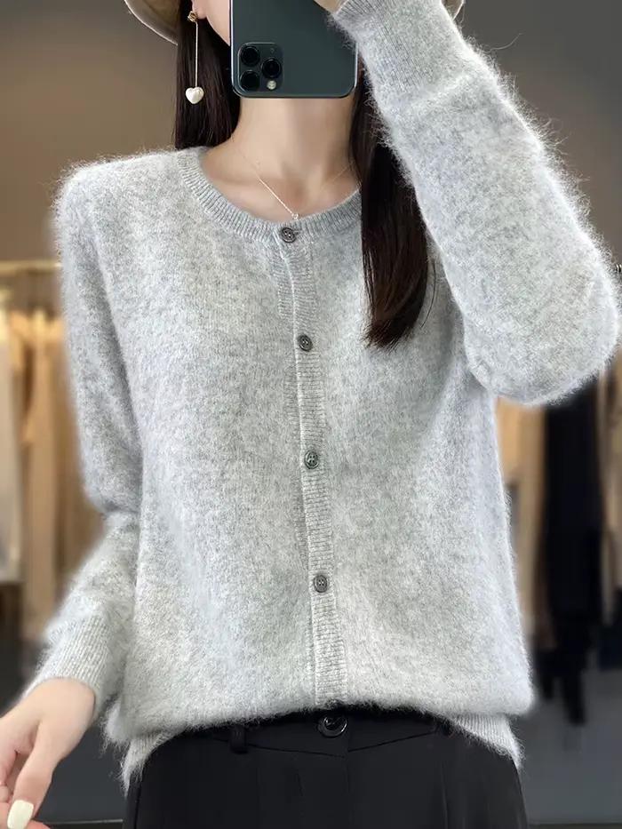 Aliselect – Cardigan super chaud en cachemire pur pour femme