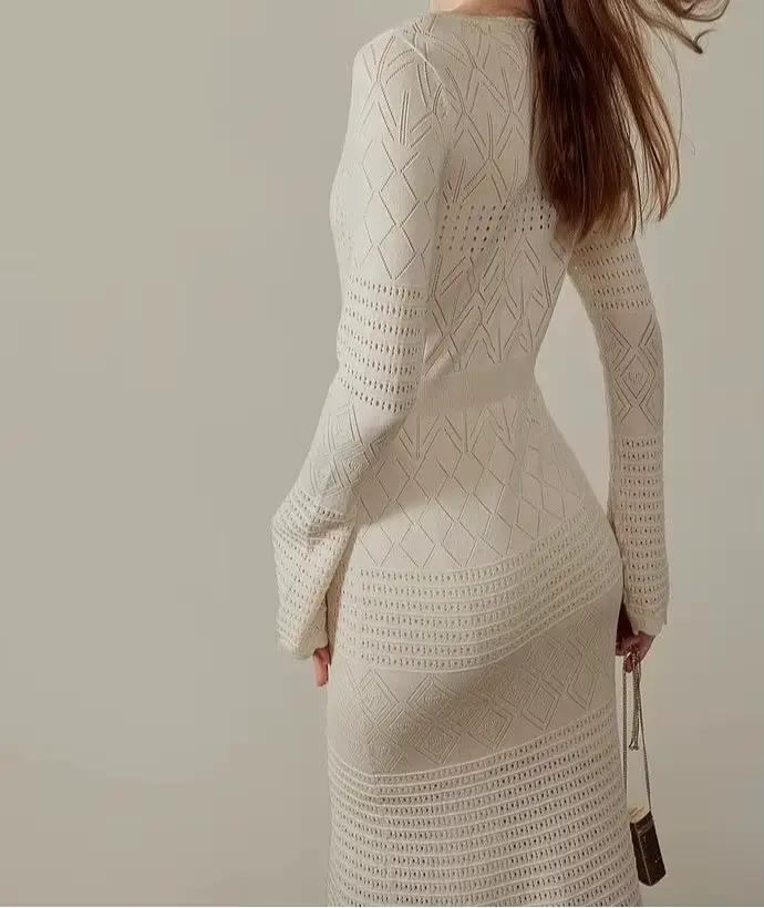 2025 Nouveau design - Robe pull mi-longue en maille tricotée haut de gamme à queue de poisson