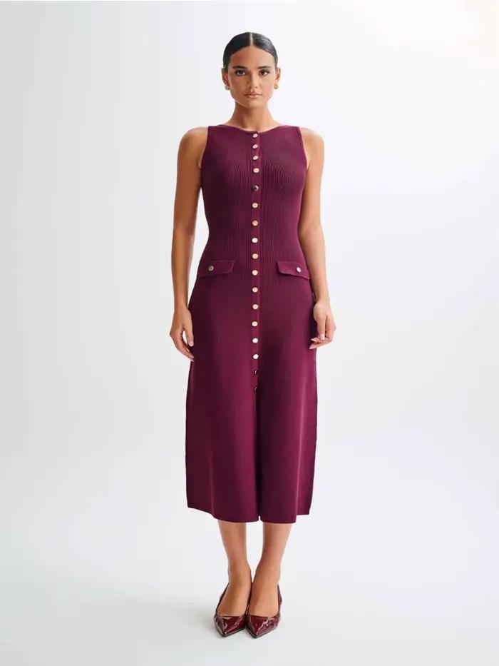 Nouvelle Robe Cardigan Tricotée Sans Manches à Boutonnage Simple avec Col Rond pour un Look Haut de Gamme et Jupe Longue pour l'Été