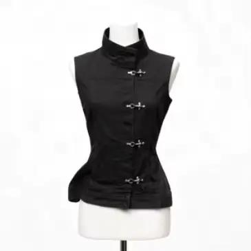 Gilet sans manches vintage chinois style rétro col montant boutonné en polyester pour femmes printemps été occaions spéciales