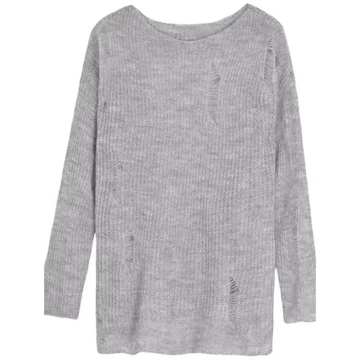 Pull ample en tricot à trous pour femmes, style vintage, anti-UV, printemps et automne, coupe décontractée, manches longues, polyester, XPQBB