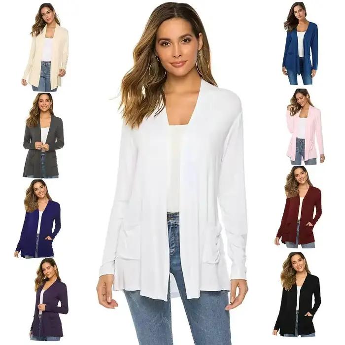 Cardigan tricoté à manches longues pour femmes