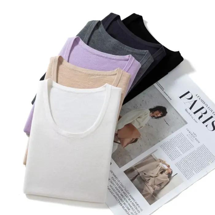 Camisole tricotée à col rond pour femme