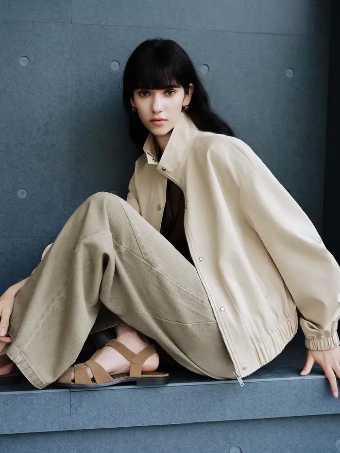 ZIQIAO 2026 – Nouvelle veste courte pour femme à col montant avec manches courbes – Silhouette structurée 3D