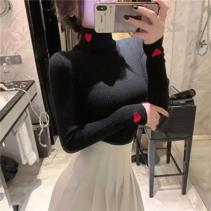 Pull en tricot à col roulé pour femme