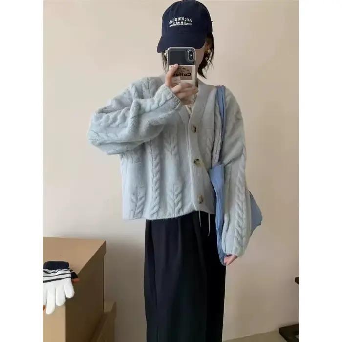 Pull torsadé court rétro pour femme