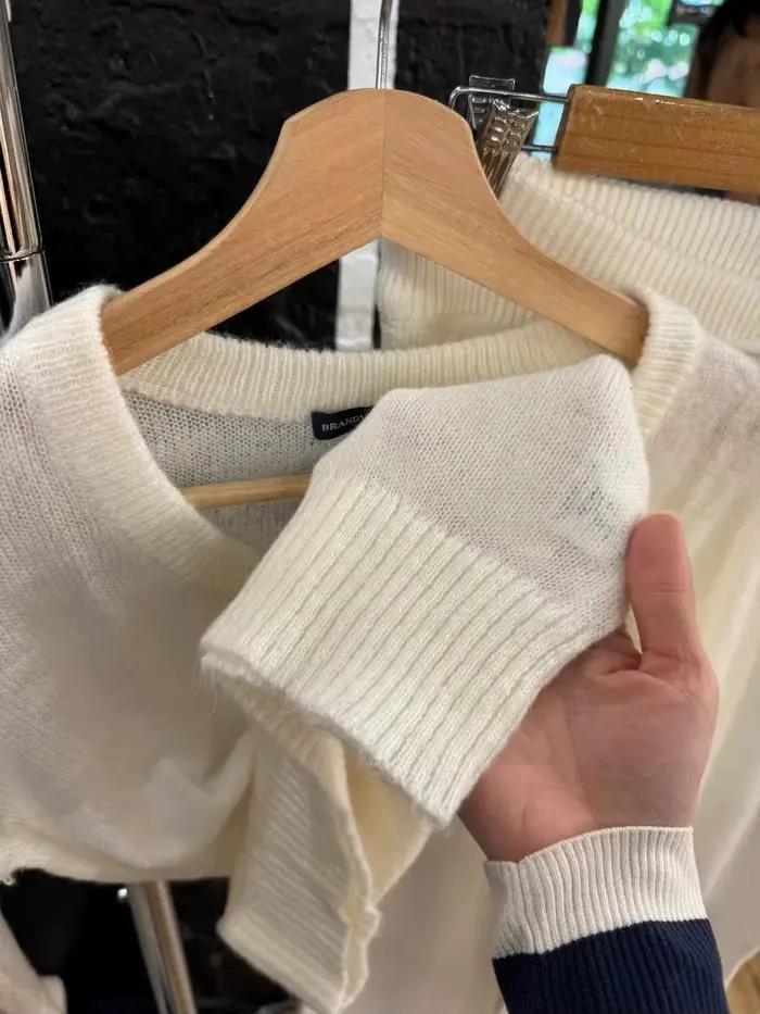 Beige col en v tricoté pull femmes automne hiver décontracté doux à manches longues