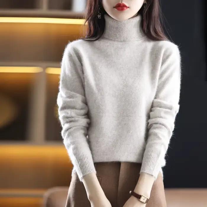 Pull à col roulé en cachemire de vison pour femme
