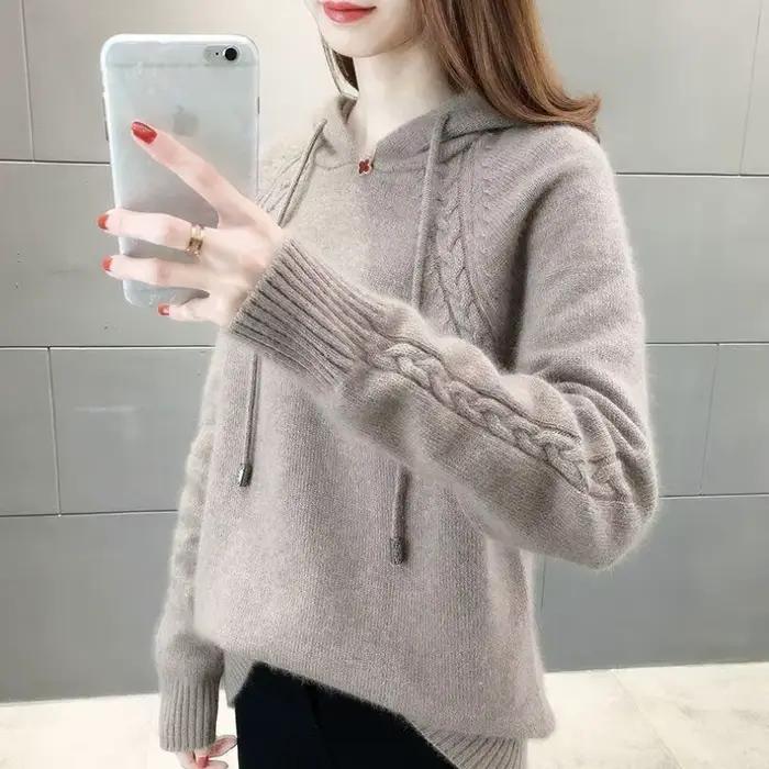 Femme hauts à capuche pull Kpop coréen Streetwear Y2k 2000s mode vêtements d'extérieur nouveau en tricots sweat