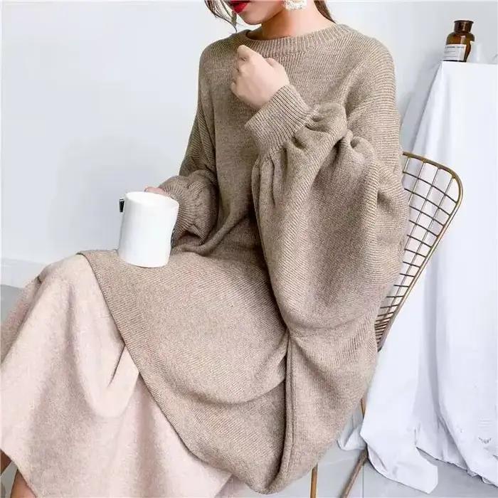 Pull LANMREM en Polyester Acrylique et Coton pour Femmes Occasions Spéciales Mode Streetwear Col Rond Manches Chauve-Souris