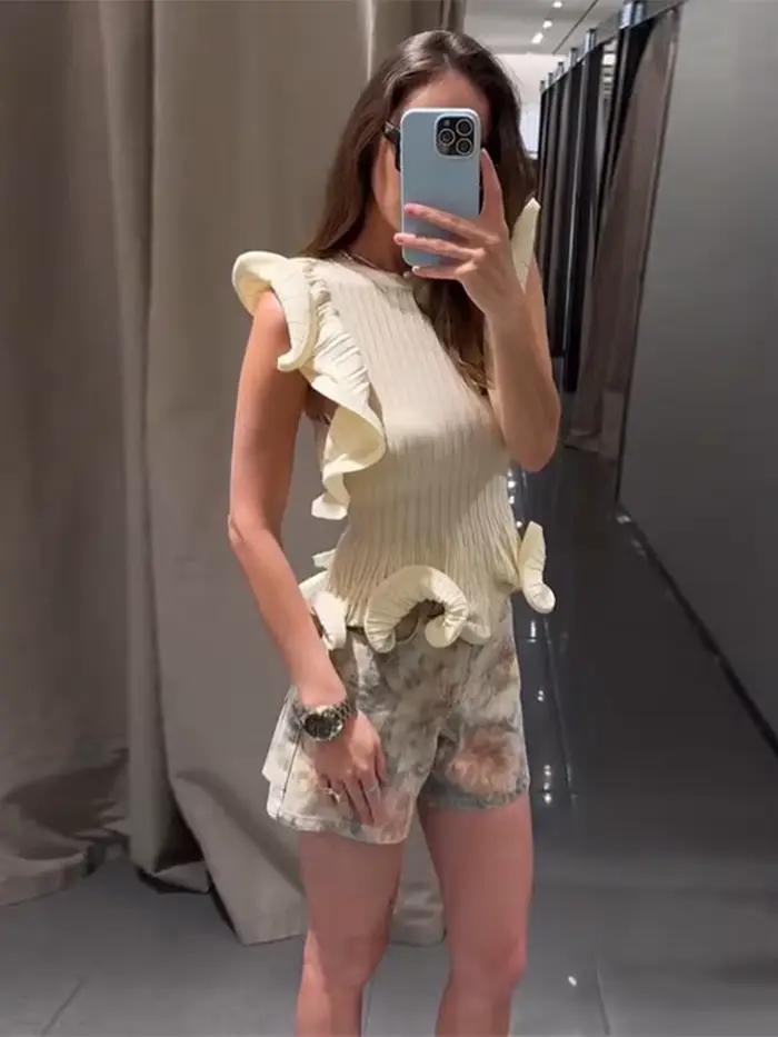 Blouse pull femme en maille côtelée