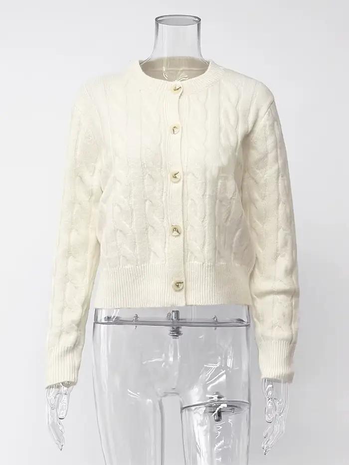 WXOY femmes tricot pull automne hiver mode tricoté manteau torsadé fleur