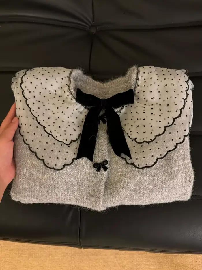Chandail Kawaii Coquette en polyester et coton pour femmes junior, élégant et doux, style coréen, pour automne et hiver