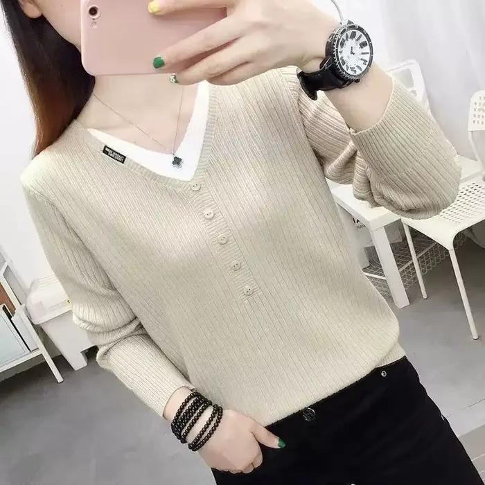 Pull en tricot ample col en V style Y2K pour femmes automne hiver sorties nocturnes travail confortable