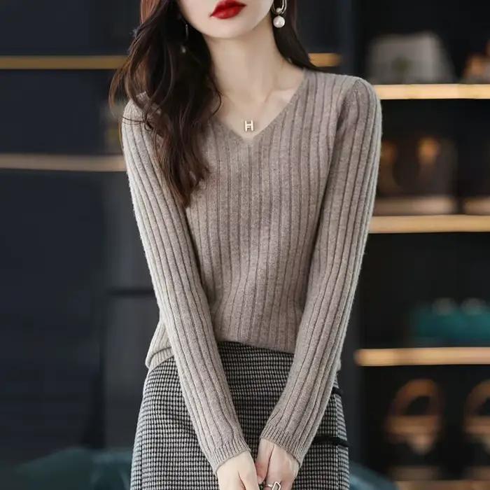 Pull tricoté à manches longues pour femme