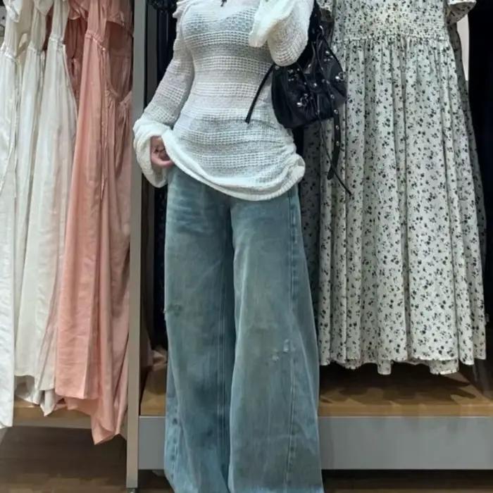 Pull à manches longues en maille sexy pour femmes