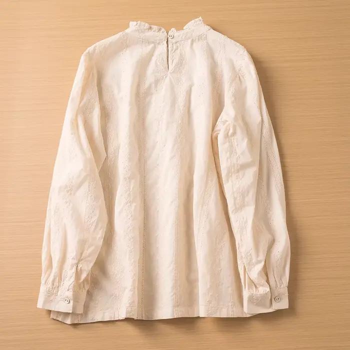 Pull Mori Kei vêtement japonais style à manches longues blouse femmes automne printemps broderie patchwork chemises occassions décontractées