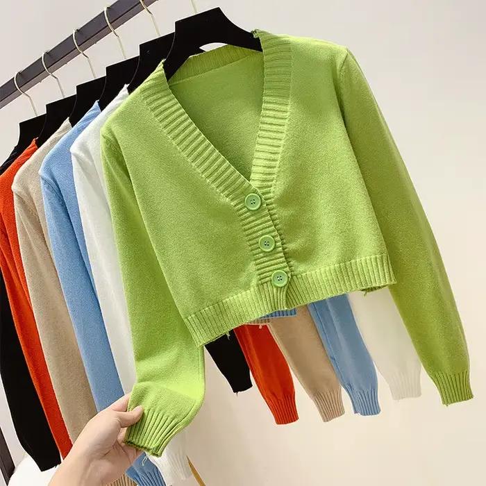 Cardigan court en tricot pour femme